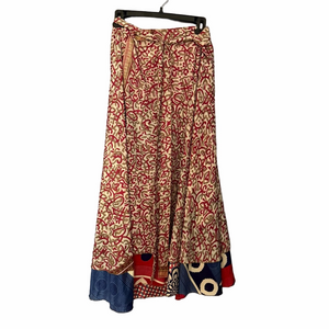 Darn Good Yarn Sari Silk Wrap Skirt Boho Ankle Length Size 4-12